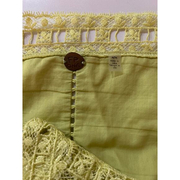 Free People FP One Verona Mini Dress SZM Lace Square Neck Romantic Yellow - Picture 7 of 10